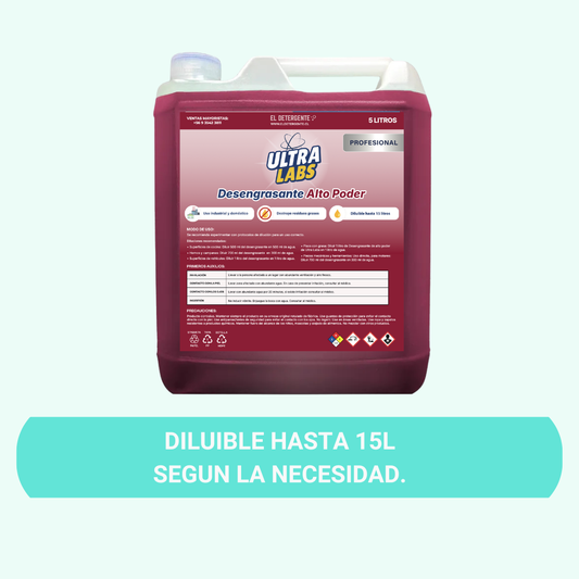 Desengrasante Alto Poder Ultra Labs 5 Litros Diluible