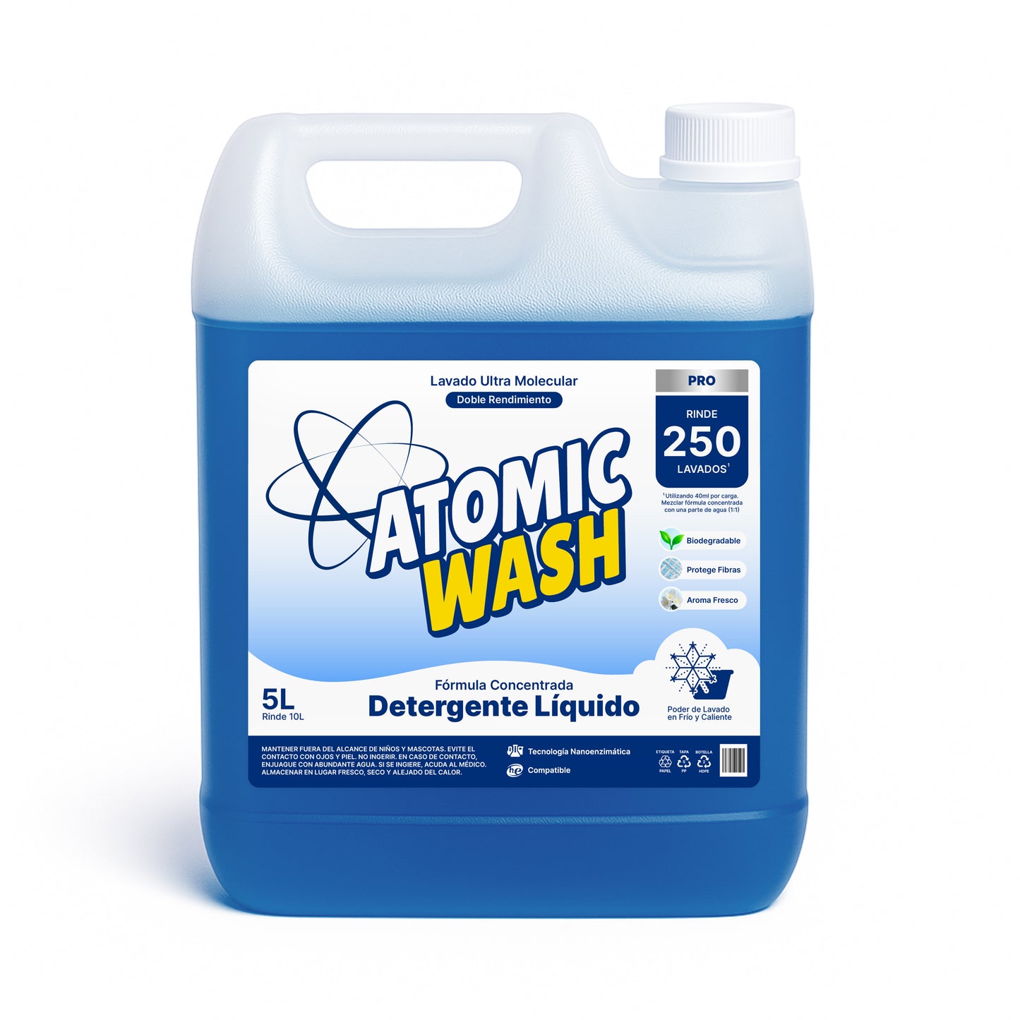 Detergente concentrado 5 Litros Profesional Atomic Wash