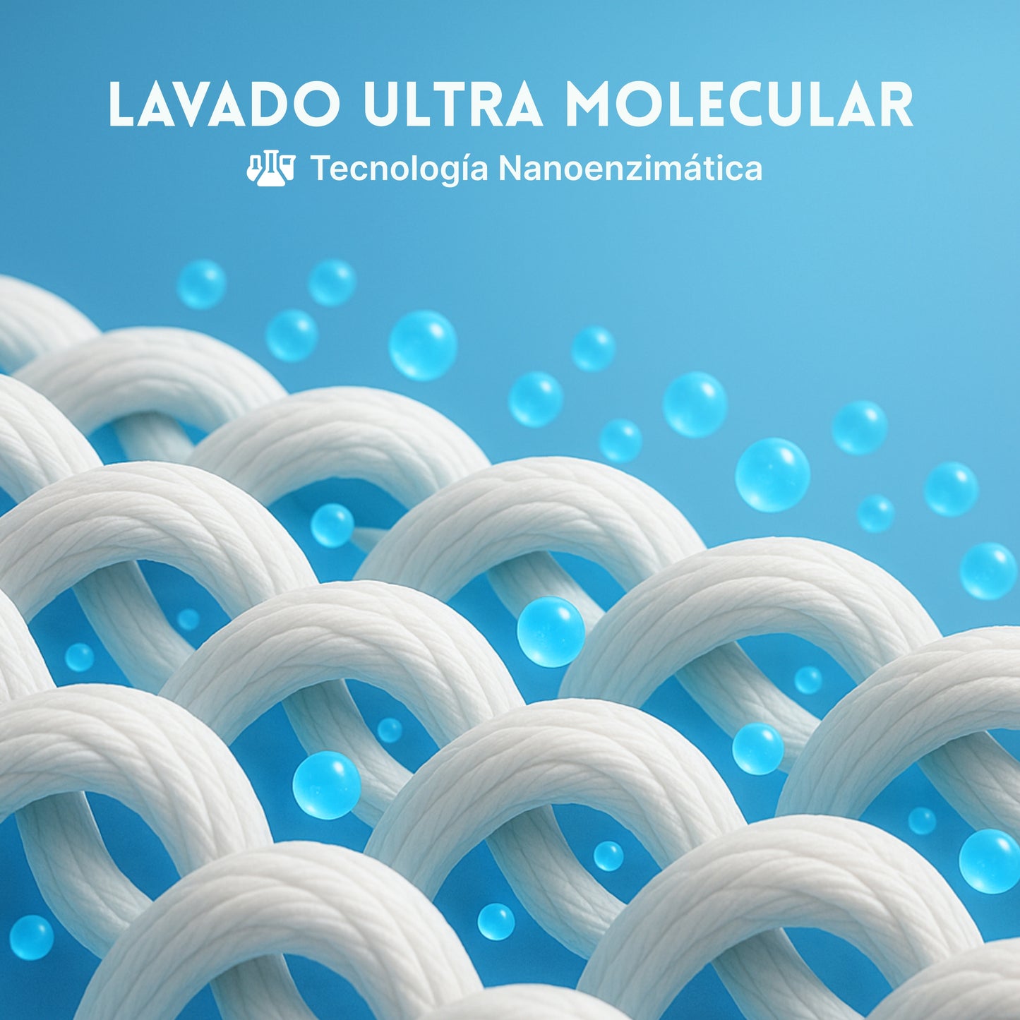Fibras de textil penetradas por detergente con tecnología nanoenzimática