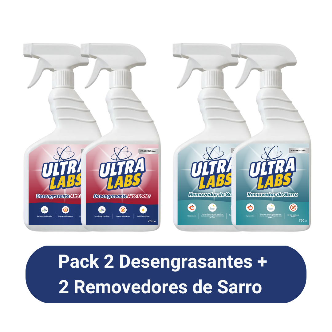 Pack 2 Desengrasantes 750cc + 2 Removedores de Sarro 750cc
