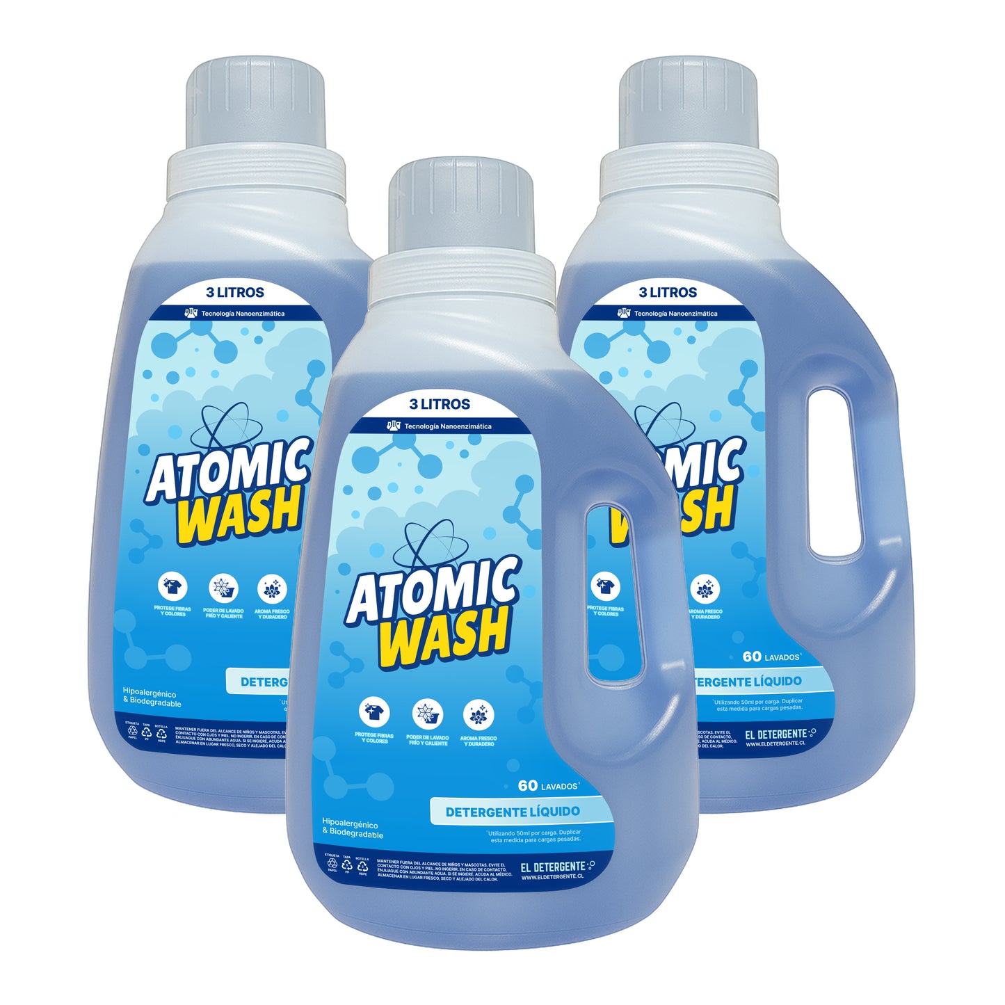 Pack de detergente 3 bidones de 3 litros cada uno