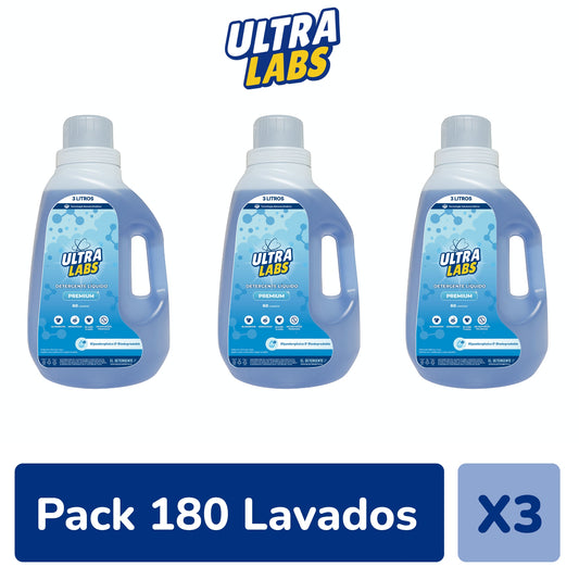 Pack X3 Detergente 3L Atomic Wash / Ultra Labs Premium Detergente
