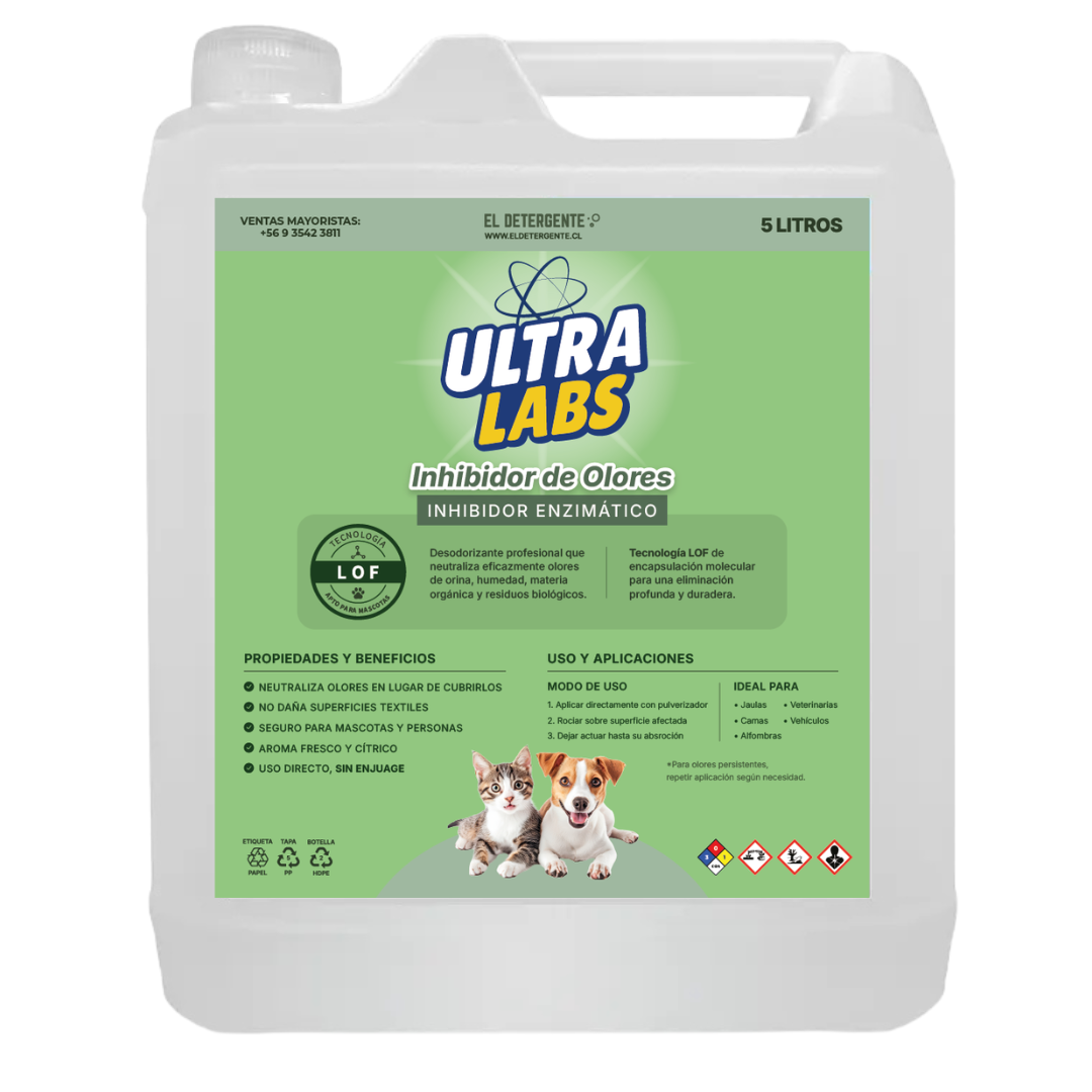 Inhibidor de Olores  5L Ultra Labs (apto para mascotas)