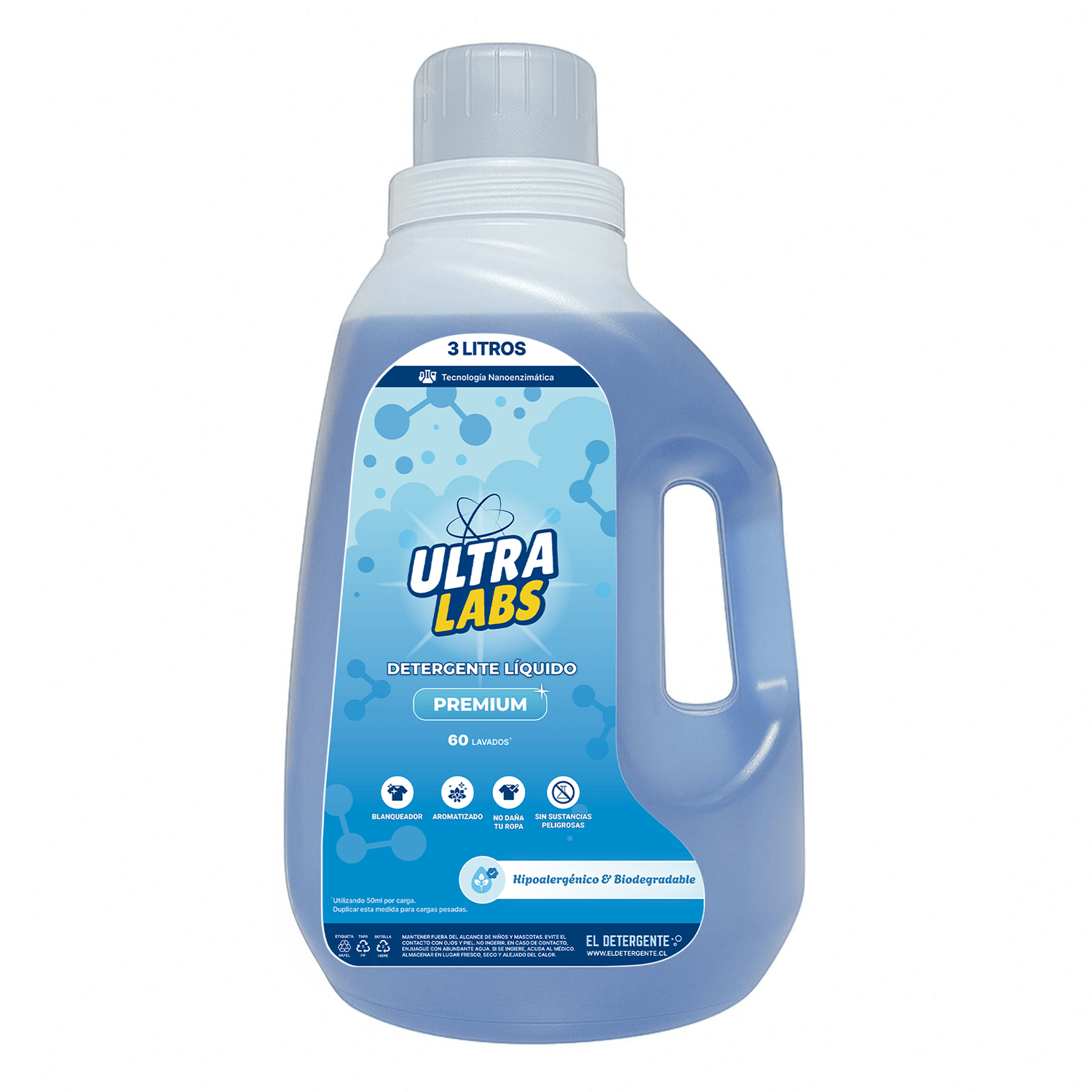 Detergente Líquido Premium 3L Ultra Labs - El Detergente