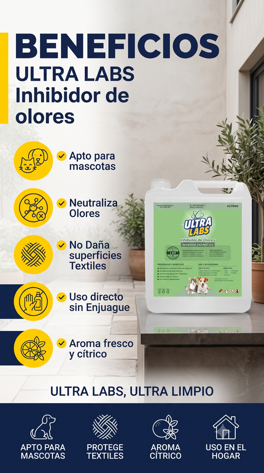 Inhibidor de Olores  5L Ultra Labs (apto para mascotas)