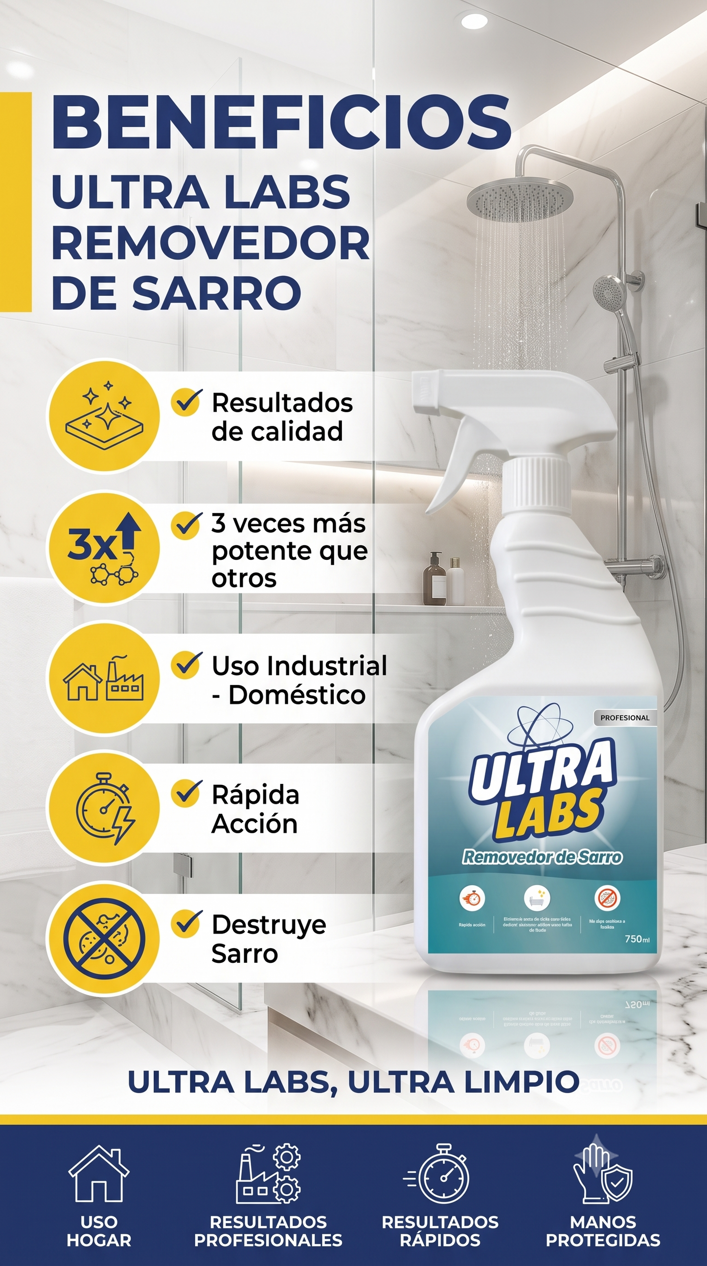 Pack 750cc Desengrasante - Quita Manchas - Removedor de Sarro - Removedor de Minerales - Limpiavidrios